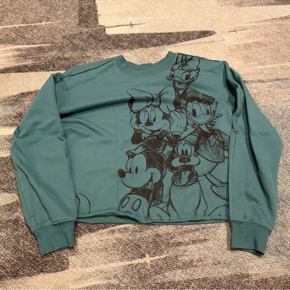 Teal Disney Character Cropped Sweatshirt